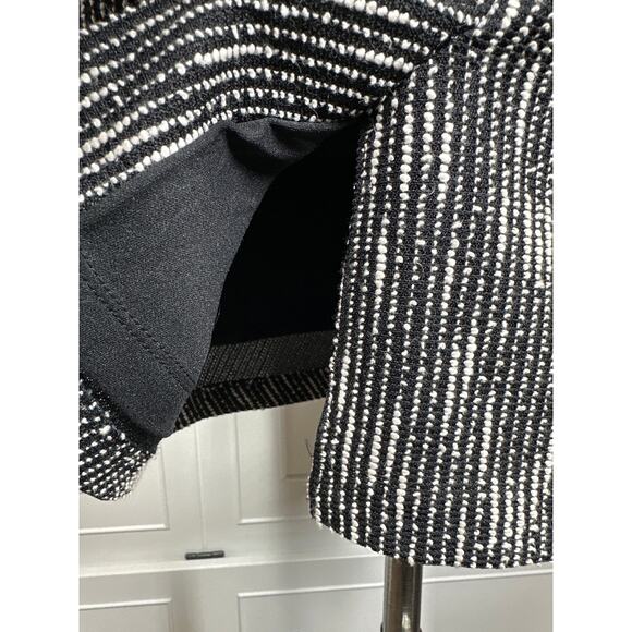 Banana Republic Black White Tweed Striped Sheath Long Sleeve Cocktail Dress Sz 0 - Picture 11 of 15
